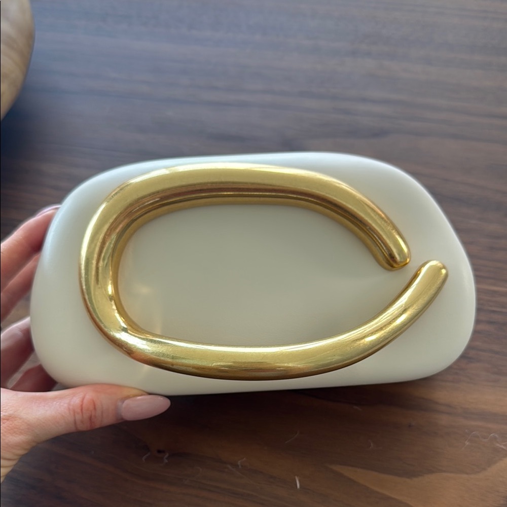Gold Accent White Clutch
